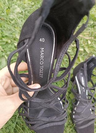 Босоножки туфли черный цвет натуральная замша 40р 8см каблук10 фото