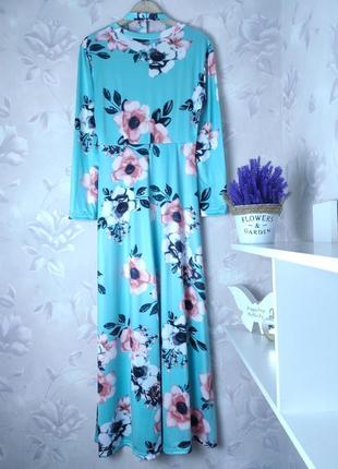 Длинное платье-платье цветочный принт с поясом  макси-миди2 фото