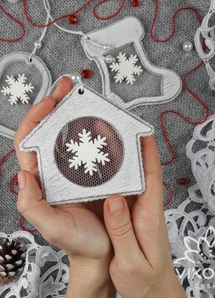 Іграшка на ялинку "будиночок", новорічна ялинкова іграшка, підвіска на ялинку, новорічний декор