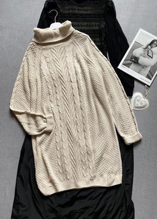 Tu трикотажное платье свитер вязаное с косами 14 размер2 фото