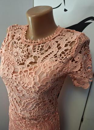 Гипюровое платье нежно розового цвета3 фото