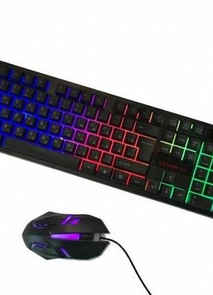 Keyboard hk-6300tz геймерская клавиатура+ мышка с подсветкой, проводная3 фото