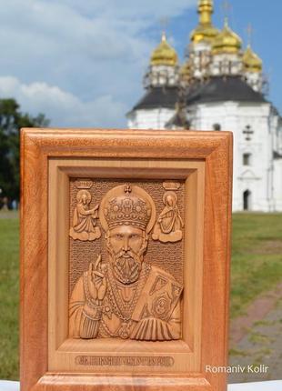 Ікона, різьблена з дерева святого миколая чудотворця (угодника)2 фото