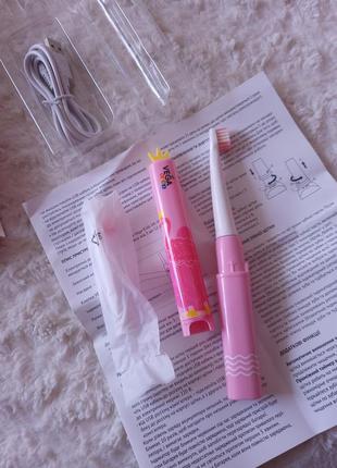 ❗️❗️❗️ новая детская электрическая зубная щетка, vk-500p, розовая - vega3 фото