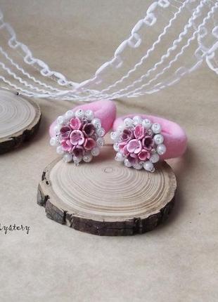 Нежно розовые резинки для волос, украшение с цветами, пара резинок, подарок девочке2 фото
