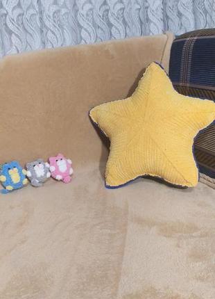 Декоративна двостороння подушка патріотична "зірка"3 фото