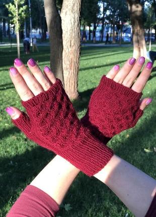 Жіночі перчатки без пальчиків, жіночі мітенки1 фото
