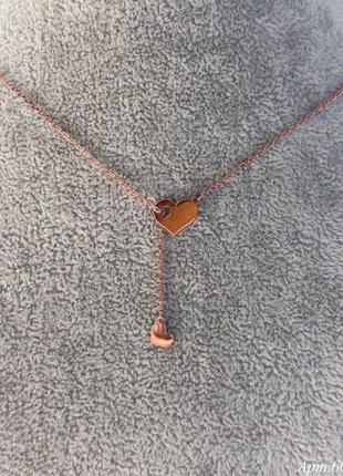 Серебряное колье сердце