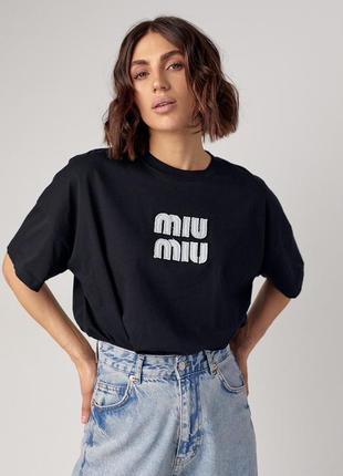 Женская футболка с нашивкой miu miu3 фото