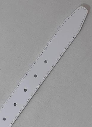 Ремень 02.071.059 (3,5 х 123 см) брючный кожаный белый с серой матовой пряжкой3 фото