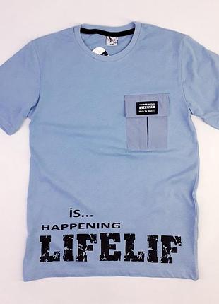 Стильная детская подростковая футболка для мальчика 3143 158-176см джинсовый