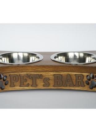 Миски на подставке pet's bar для собак и котов универсальная с надписью1 фото