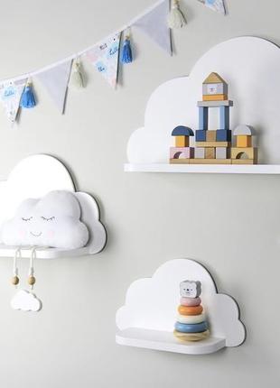 Поличка хмарка, настінна полиця в дитячу, полиця для іграшок2 фото