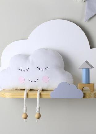 Поличка хмарка, настінна полиця в дитячу, полиця для іграшок, декор для дитячої2 фото