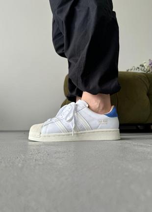 Стильные кроссовки высокого качества в стиле adidas superstar white/blue5 фото