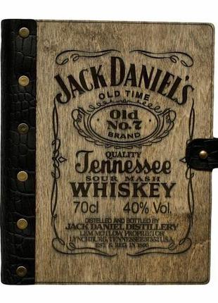 Деревянный блокнот mr. craft "jack daniels" a5 210x170 мм 100 листов на кожаном переплете