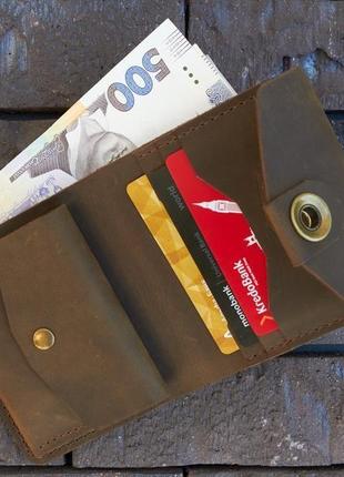 Шкіряний гаманець "lids" колір олива3 фото