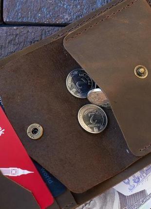 Кожаный кошелек  "lids" цвет олива4 фото