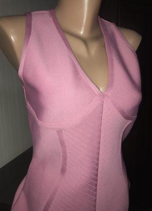 Розовое бандажное платье миди3 фото