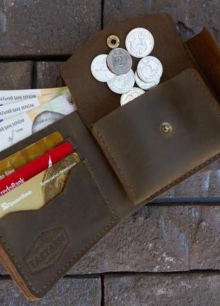 Шкіряний гаманець "блекпул" колір олива.3 фото