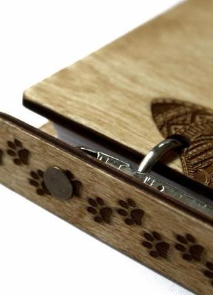 Дерев'яний блокнот mr. craft "кіт" a6 148x105 мм 100 аркушів на кільцевому механізмі8 фото