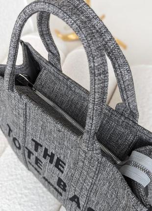 Сумка женская марк джейкобс шопер серый текстильный marc jacobs tote bag  шоппер2 фото