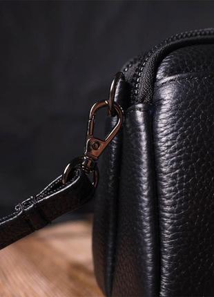 Интересная сумка-клатч в стильном дизайне из натуральной кожи 22086 vintage черная9 фото