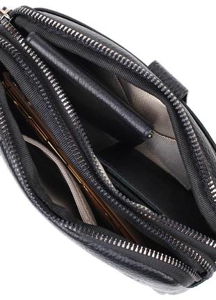 Интересная сумка-клатч в стильном дизайне из натуральной кожи 22086 vintage черная5 фото