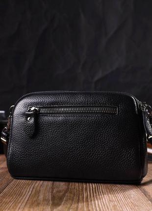 Интересная сумка-клатч в стильном дизайне из натуральной кожи 22086 vintage черная8 фото