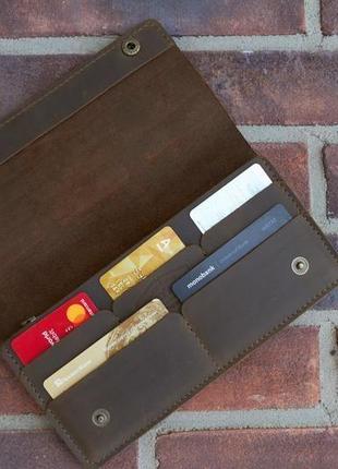 Шкіряне портмоне-гаманець «liverpool» колір олива.2 фото