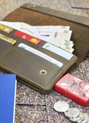 Кожаное портмоне-кошелёк «liverpool» цвет олива.4 фото