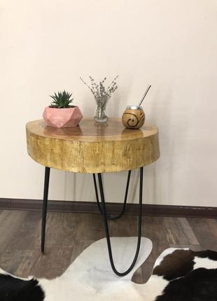 Кавовий стіл зі зрізу дерева1 фото