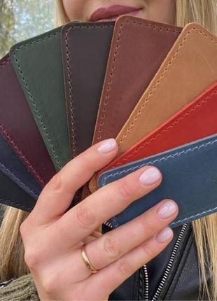 Кожаный минималистичный и компактный кошелёк -кардхолдер "london" цвет коричневый.6 фото