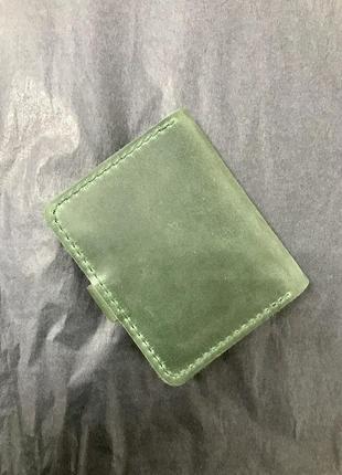 Шкіряний міні гаманець "york" зелений.4 фото