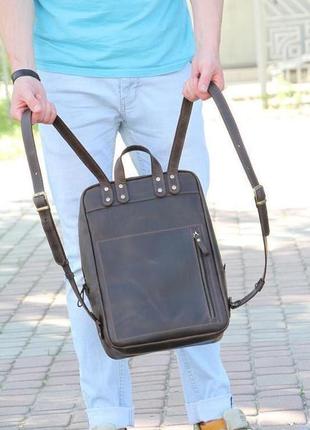 Стильний шкіряний рюкзак "cambridge" коричневий6 фото