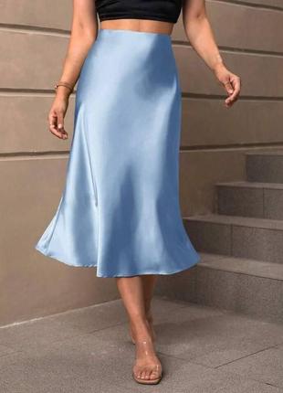 Жіноча трендова спідниця міді максі шовкова ідеальна базова шовк5 фото