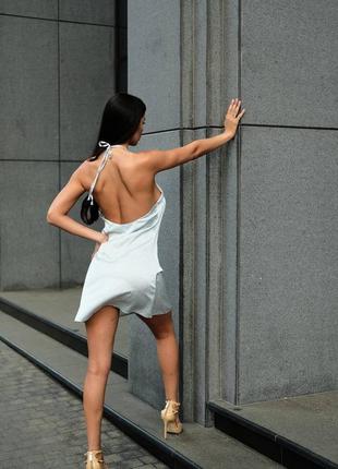 Базова шовкова сукня довжини міні відкрита спинка9 фото