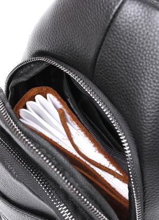 Стильная кожаная мужская сумка через плечо vintage 20672 черный4 фото