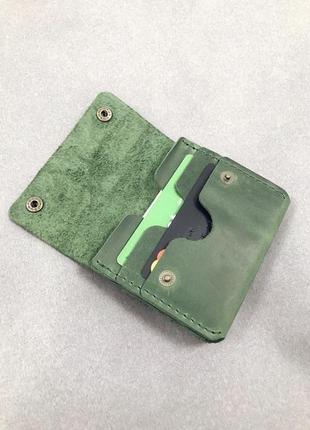 Кожаный миникошелек “sheffield ” зелёный.2 фото