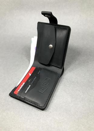Кожаный кошелёк “lester” чёрный.3 фото