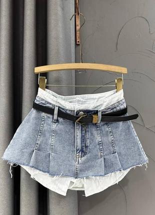 Трендовая юбка-шорты 😍 с имитацией белья, подкладка шортики