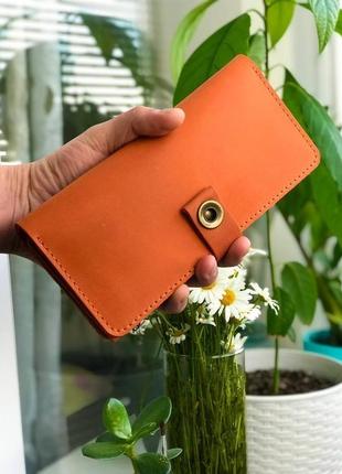 Кожаный кошелёк "brighton" апельсин.8 фото