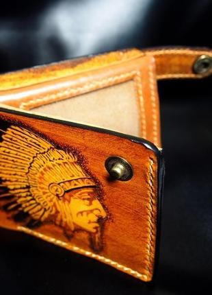 Шкіряний гаманець індіанець4 фото