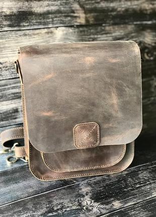 Кожаная мужская сумка "oxford" цвет табак.1 фото