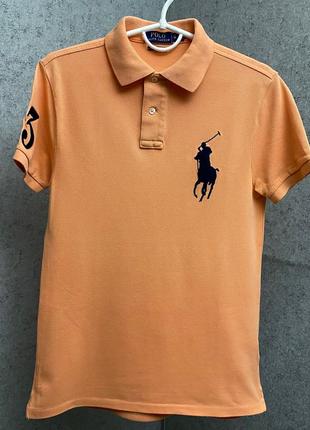 Оранжевая футболка поло от бренда polo ralph lauren2 фото