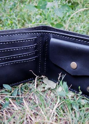 Чорний гаманець, чоловіче портмоне, гаманець з черепом2 фото