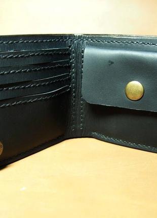 Коричневый бумажник, коричневое портмоне, бумажник с черепом4 фото