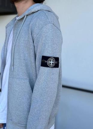 Олімпійка зіп худі stone island сірий