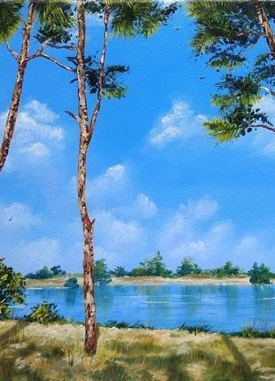 Картина "літнє озеро" (олія, полотно, 30х40 см.)1 фото