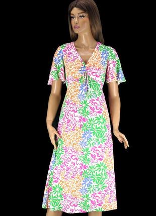 Платье миди "primark" из вискозы с ярким цветочным принтом, uk8/eur36.2 фото